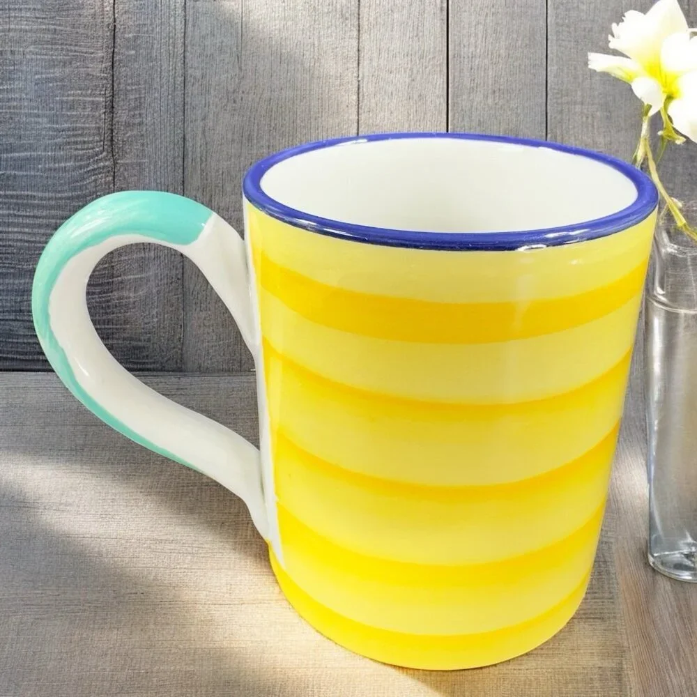 Vintage Pier 1 Ceramic‎ Coffee Mug Cup Made In Italy Multicolor Mug Cup Italian